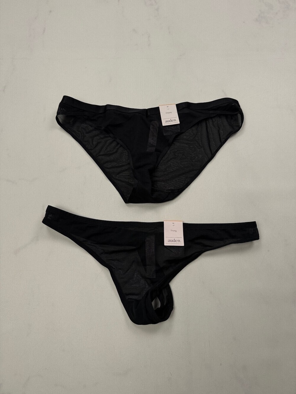 Auden Cheeky Thong Black Current Flattering Statement Style Lot of 2 - Womens M